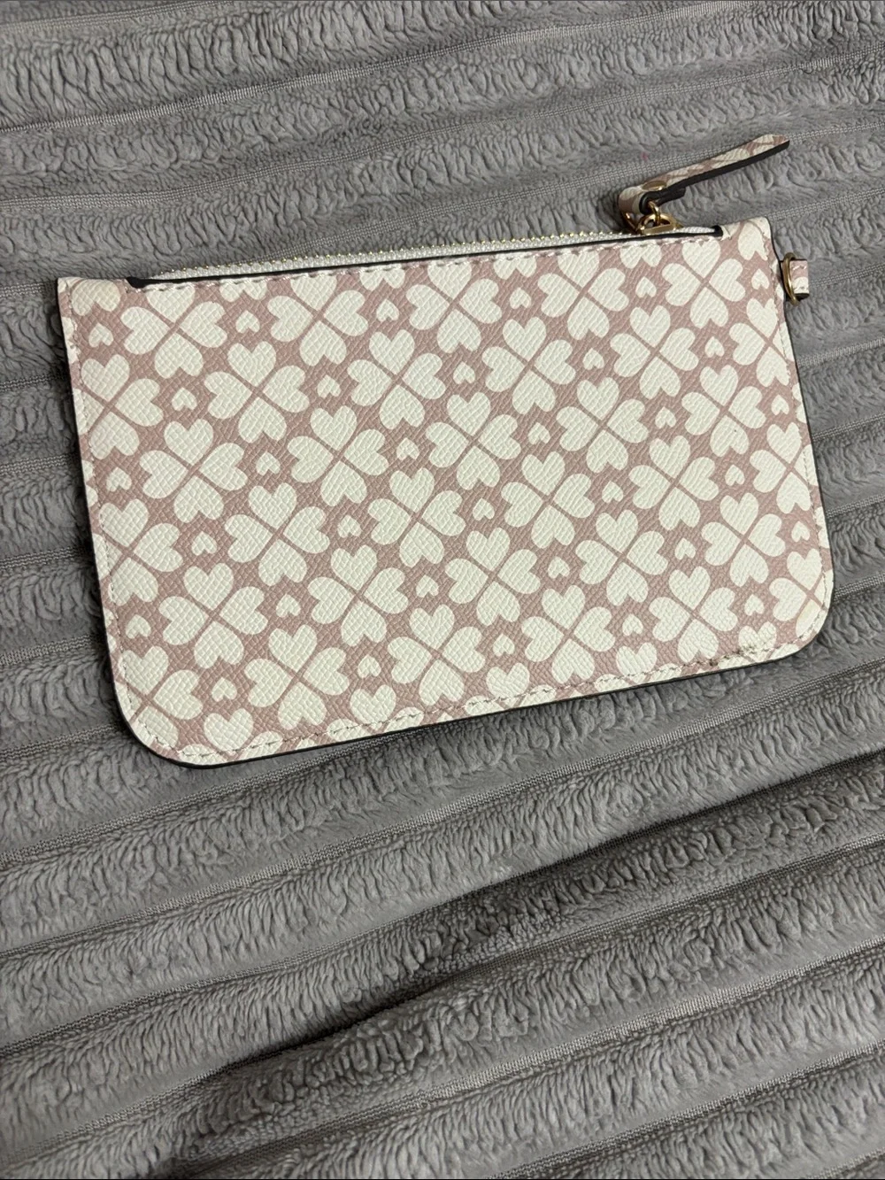 Nanette Lepore Light Blush & Cream Clover Print Zip Wristlet